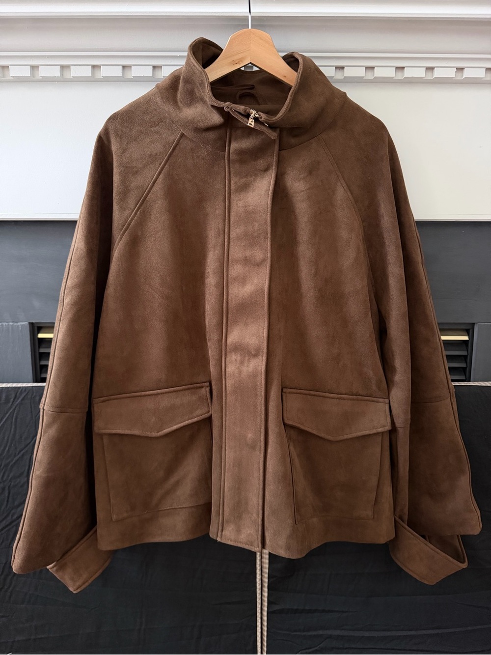 Zara 4344/158 NWT L Brown Suede Jacket - Classic Casual Coat - Picture 3 of 5
